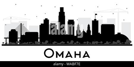 Omaha Nebraska City Skyline Silhouette mit schwarzen Gebäude isoliert auf Weiss. Vector Illustration. Business Travel und Tourismus Konzept. Stock Vektor