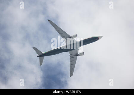 Chiangmai, Thailand - 19. August 2019: B -16340 Airbus A330-300 von EvaAir. Nehmen Sie vom Flughafen Chiangmai Taiwan in Taipei. Stockfoto