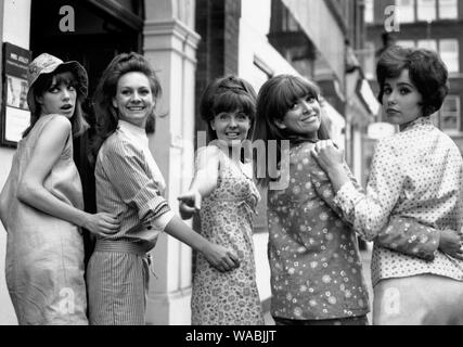 Die fünf weiblichen führt in das Musical, "Passion Flower Hotel" in Soho, London sind nach rechts; Jane Birkin, Francesca Annis, Pauline Collins, Jean Muir und Karin Fernald links. Jane Birkin, Juni 1965 Datei Referenz #33848-445 THA Stockfoto