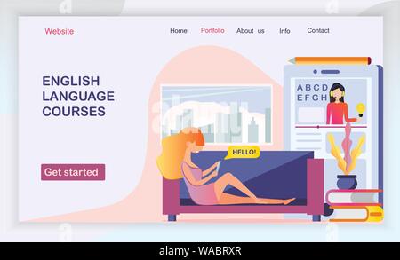 Die Webseite Design Vorlagen für Sprachkurse, e-Learning, online Bildung Stock Vektor