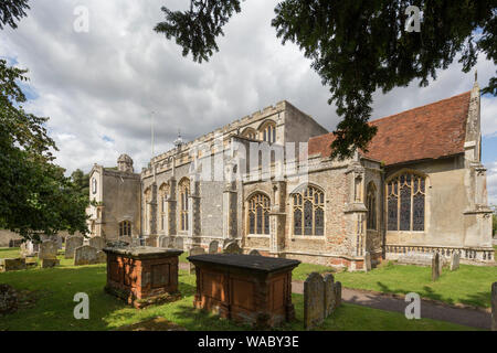 Kirche St. Maria, der Jungfrau, in dem Dorf East Bergholt und der Geburtsort des Malers John Constable, Suffolk, England, Großbritannien Stockfoto