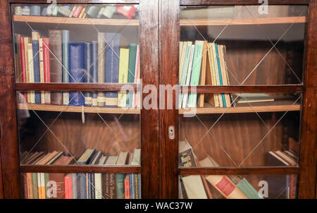 Leipzig, Deutschland. 19 Aug, 2019. Ein Bücherregal in der Villa Sack. Die neo-barocken Landhaus in 1910-13 für die Familie des Unternehmers Sack auf die selbst bezeugt - Vertrauen der landwirtschaftlichen Maschinen Hersteller. Kredite: Jan Woitas/dpa-Zentralbild/dpa/Alamy leben Nachrichten Stockfoto