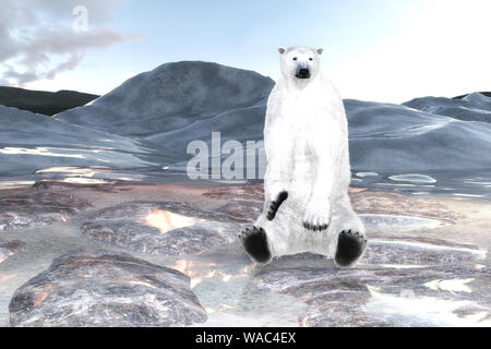 Digitale 3D-Abbildung eines Polar Bear Stockfoto