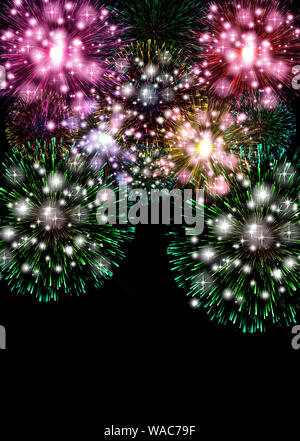 Festliche bunt leuchtende Feuerwerk Design als abstrakt Hintergrund. Stockfoto