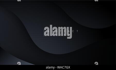 Schwarzem Papier Hintergrund. Abstrakte realistische papercut Dekoration texturiert mit gewellten Ebenen. 3D-Topographie Relief. Carving Art. Vector Illustration Stock Vektor