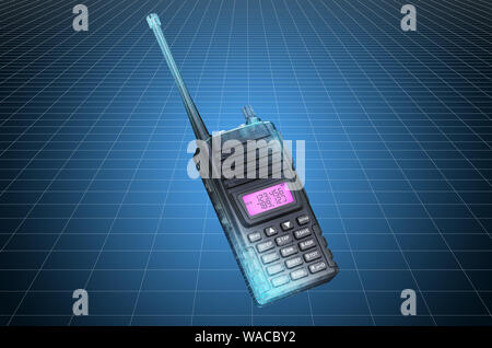 Visualisierung 3D-CAD-Modell von tragbaren Radio walkie-talkie, Blaupause. 3D-Rendering Stockfoto