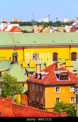 Warschau, Polen bunte Häuser in der Altstadt der polnischen Hauptstadt Luftbild Stockfoto