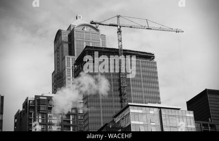 Gebäude auf Bau in Seattle. Stockfoto