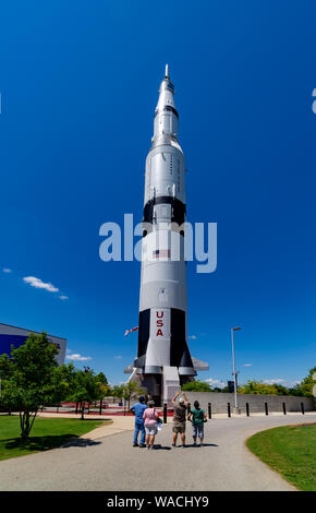 Die Geschichte der bemannt Raumfahrt im Space und Rocket Center in Huntsville, Alabama. Dies ist der 50. Jahrestag der Mondlandung. Stockfoto