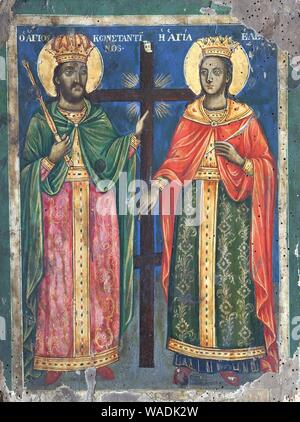 1352 Die Mutter Gottes Kirche Filipovo St. Konstantin und Helena Symbol. Stockfoto