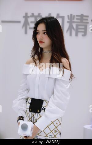 Chinesische Schauspielerin Jelly Lin oder Lin Yun besucht eine Werbeveranstaltung für Liby in Shanghai, China, 6. Juli 2019. Stockfoto