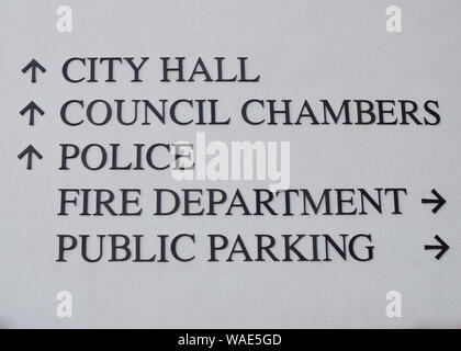 Zeichen für Stadt Dienstleistungen, South Pasadena, CA Stockfoto