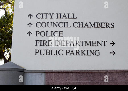 Zeichen für Stadt Dienstleistungen, South Pasadena, CA Stockfoto
