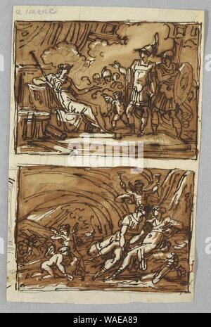 Zeichnung, Aeneas und Achates vor Dido; die Liebe des Aeneas und Dido Stockfoto