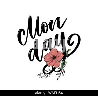 Hallo Montag - inspirational Schriftzug Design für Plakate, Flyer, T-Shirts, Karten, Einladungen, Aufkleber Banner Stock Vektor