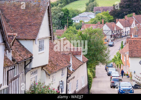 Die malerischen Fachwerkhäuser Dorf Kersey, Suffolk, England, Großbritannien Stockfoto