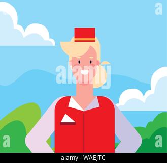 Happy Tag der Arbeit - stewardess Mitarbeiter Landschaft Vector Illustration Stock Vektor