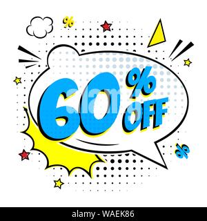 Comic Schriftzug 60 Prozent weg vom Verkauf Stock Vektor
