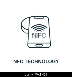 Umrisssymbol für NFC-Technologie. Kreatives Design aus der Icon-Kollektion für intelligente Geräte. Umrisssymbol für die Premium nfc-Technologie. Für Webdesign, Apps, Software Stock Vektor