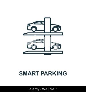 Umrisssymbol für intelligentes Parken. Kreatives Design aus der Icon-Kollektion für intelligente Geräte. Symbol für die Übersicht des Premium Smart Parkplatzes. Für Webdesign, Apps, Software und Stock Vektor