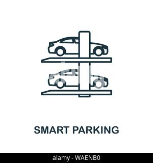 Umrisssymbol für intelligentes Parken. Kreatives Design aus der Icon-Kollektion für intelligente Geräte. Symbol für die Übersicht des Premium Smart Parkplatzes. Für Webdesign, Apps, Software und Stock Vektor