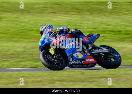 Bradley Ray auf der Buildbase Suzuki GSX-R 1000 bei BSB Cadwell Park 2019 Stockfoto