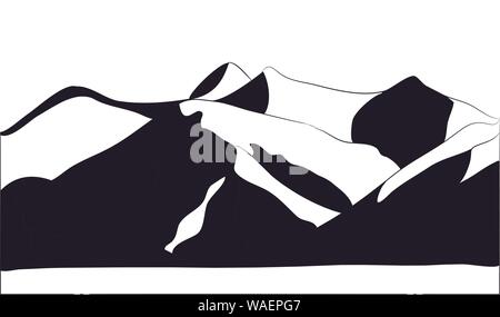 Landschaft Berge, Silhouette, Vector, weißer Hintergrund Stock Vektor