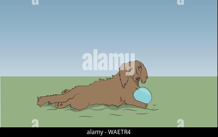 Hund Dackel liegt, auf die Natur, Vektor, der Hund liegt, auf die Natur, Vektor Stock Vektor