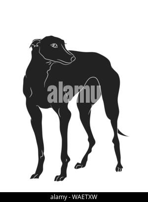 Hund steht Silhouette, Vector, weißer Hintergrund, Vektor Stock Vektor