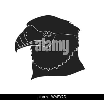Vector Illustration eines Portrait eines Adlers, Silhouette, Vector, weißer Hintergrund Stock Vektor