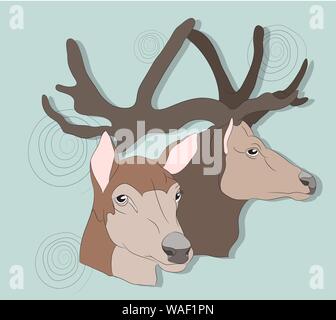 Porträt einer Rehe auf einem farbigen Hintergrund, Vektor Stock Vektor