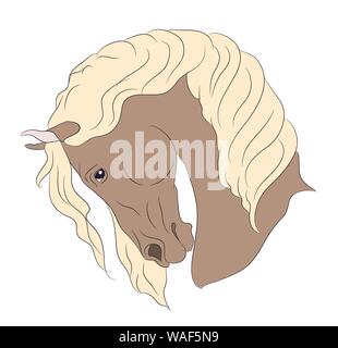 Horse Portrait Zeichnung Color Vector, weißer Hintergrund Stock Vektor