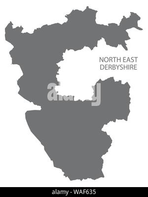 North East Derbyshire grau Bezirk Karte von East Midlands England Großbritannien Stock Vektor