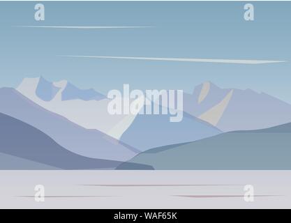 Landschaft der Berge bei Sonnenuntergang Stock Vektor