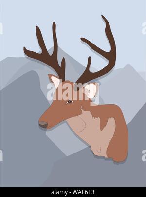 Vector Illustration Portrait von ein Reh auf einem farbigen Hintergrund, Vektor Stock Vektor