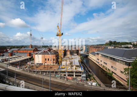 Bau in der Südseite von Nottingham City Centre, vom Dach der Loxley House auf Station Street in Nottingham, England Großbritannien erfasst Stockfoto