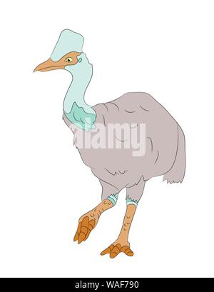 Vogel Dinosaurier Zeichenfarbe, Vector, weißer Hintergrund Stock Vektor