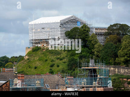 Das Nottingham Castle Sanierung, vom Dach der Loxley House auf Station Street in Nottingham, England Großbritannien erfasst Stockfoto