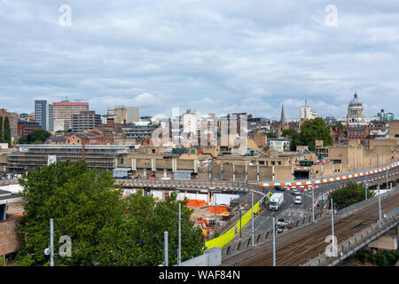 Nottingham City Centre und Broadmarsh Sanierung, vom Dach der Loxley House auf Station Street in Nottingham, England Großbritannien erfasst Stockfoto