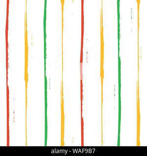 Grün, Gold und Rot Weihnachten grunge Streifen-dessin. Die nahtlose Vektor geometrische Muster auf frischen weißen Hintergrund. Toll für Weihnachten Stock Vektor