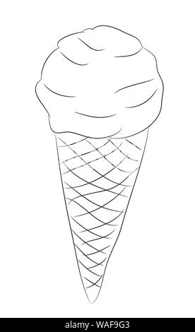 Eis in der Waffel Schale, Linien, Vector, weißer Hintergrund Stock Vektor