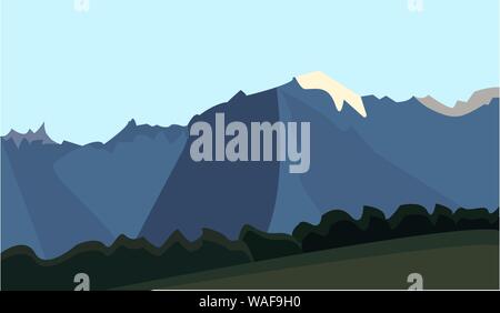 Landschaft der Berge bei Sonnenuntergang Stock Vektor