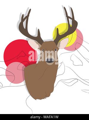 Vector Illustration Portrait von ein Reh auf einem farbigen Hintergrund, Vektor Stock Vektor