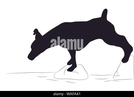 Hund steht, Silhouette, Vector, weißer Hintergrund, Vektor Stock Vektor