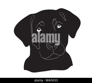 Hundeportrait Silhouette, Vector, weißer Hintergrund, Silhouette, Stock Vektor
