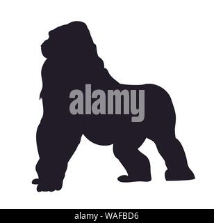 Vector Illustration eines Gorilla, Zeichnung Silhouette, Vector, weißer Hintergrund Stock Vektor