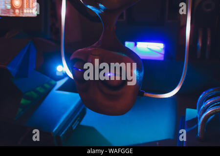 Außerirdische Außerirdische in einem Versuchslabor im UFO Stockfoto