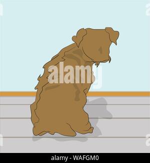 Hund in einem Zimmer, Vektor sitzen, Farbe Stock Vektor