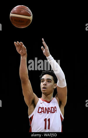 20. August 2019; Quay Centre, Sydney, Australien; Internationaler Basketball, Kanada gegen Neuseeland Tall Blacks; Andrew Nembhard von Kanada schiesst aus der freien Throwlinie - redaktionelle Verwendung. Stockfoto