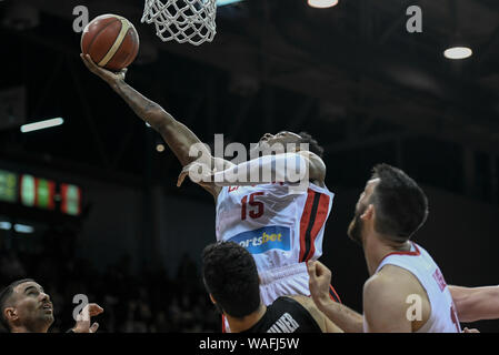 20. August 2019; Quay Centre, Sydney, Australien; Internationaler Basketball, Kanada gegen Neuseeland Tall Blacks; Oshae Brissett von Kanada legt bis auf den Korb für 2 Punkte - redaktionelle Verwendung. Stockfoto